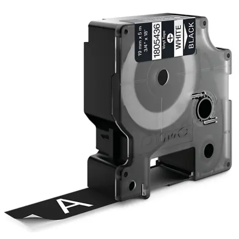 Dymo RHINO taĹ›ma winylowa 19mm biaĹ‚a na czarnym